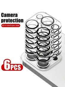 6 pezzi Protezione per lente della fotocamera in vetro temperato per serie 11/12/13/14/15/16, Ultra-liscia