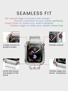 2 In 1 Glitter Bling Crystal Clear Band With Bumper Case Compatible With Apple Watch Band 38/40/41/42/44/45mm,Jelly Sports Protective Replacement Wristband Strap For Apple Watch Strap Compatible With IWatch 8/7/6/5/4/3/2/1/SE Women Man