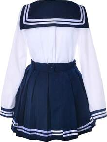Japanese Sailor Uniform For Girls, Navy Blue Pleated Skirt Cosplay Set With Socks, Anime School Costume - Bule - 查看 10