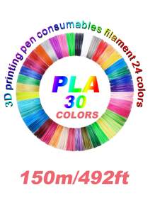 PLA High Temperature 3D Pen Filament, Total 30 Colors 150m (492ft), Suitable For High Temp 3D Pen, 1.75mm 3D Pen Consumables, No Irritating Odor, Vibrant Colors, No Duplicates. For 3D Modeling & 3D Doodle Tools