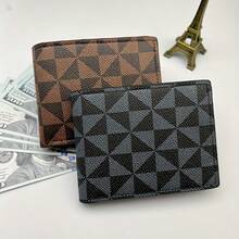 Fashionable Men's PU Leather Wallet, Geometric Pattern, Multi-Card Slot Name Card Holder Design, Can Hold Cards And Cash, Casual Durable Bifold Design - Multicolor - View 7