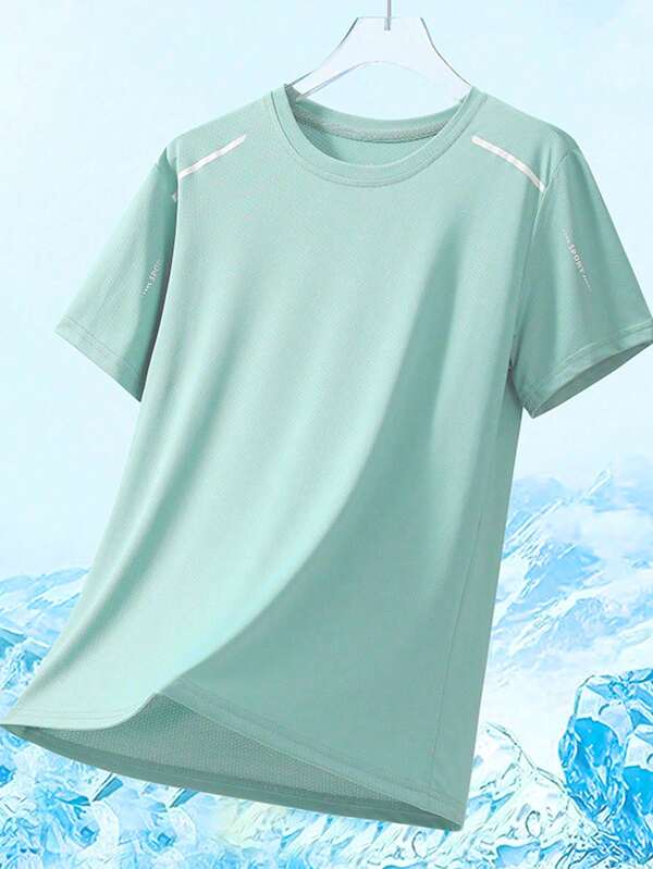 1pc Women's Quick Drying T-Shirt, Ice Silk Round Neck Short Sleeve, Stretch Sweat-Absorbing Fast Drying Sweatshirt, Suitable For Women's Fitness Training
