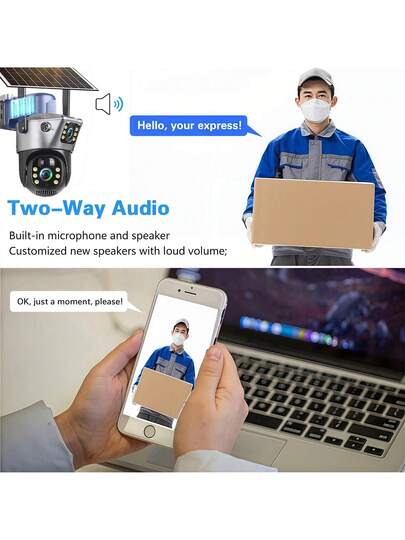 SWVW V380 Pro 10x Zoom 4K Solar Camera 4G SIM Card Dual Lens 8MP High Definition Night Vision Network Closed Circuit Television Monitoring Gimbal PIR Human Detection Alarm Waterproof Built In Battery Camera,4G Outdoor Indoor Security Home Cameras, Wireless IP PTZ None Surveillance Cameras view 9