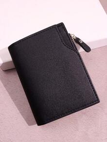 1 件 PU 皮革男士钱包手拿包卡包短款钱包拉链大容量复古男士钱包 - 黑色 - 查看 7