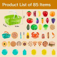 85PCS Pretend Play Food Cutting Set With Storage Baskets – Realistic Kitchen Toy For 2+ Kids, Educational Gift - Multicolor - View 8