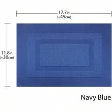 Placemats Set Of 8 Washable Durable Placemat Vinyl Heat Resistant NonSlip Table Mats Indoor Outdoor Navy Blue - 藍色-海軍藍-8件餐墊 - 查看 2