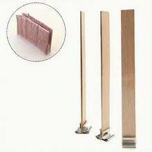 20/60/80/100/160pcs (Including Wood Core And Base) New DIY Aromatherapy Candle Cherry Wood Bar Candle Core And Base Core, Candle Making Core 5.1 X 0.5 Inch Natural Smokeless Candle Core With Iron Bracket DIY Candle Making High Quality Wooden Candle Core Burning With Cracking Sound - Multicolor - View 6