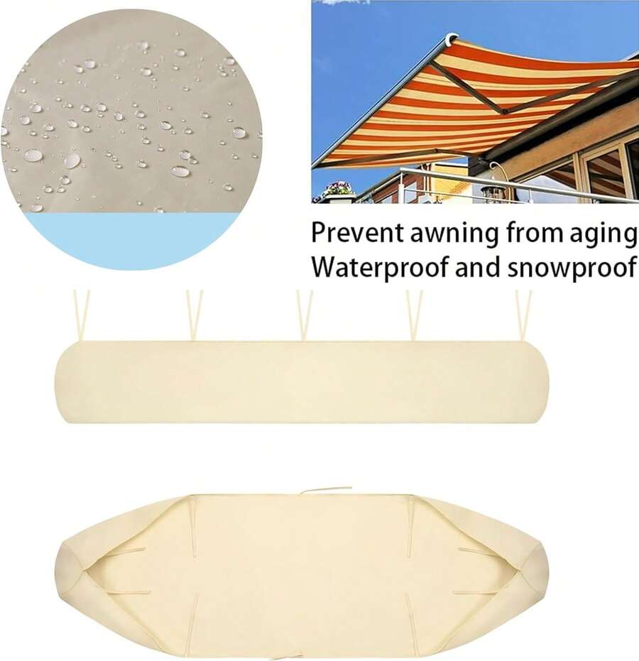 Patio Awning Cover, Patio Protective Roof, 420D Heavy-Duty Weatherproof Oxford, Protective Cover For Awnings, Dustproof, Waterproof, Anti-UV For Garden Outdoor Awning Roof - trắng - Xem 1