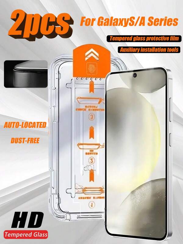 2 szt., szkło hartowane o wysokiej rozdzielczości i pomocnicze narzędzia instalacyjne do Galaxy A52s 5G/Galaxy A54 5G/Galaxy S22/S23/S24/S25Ultra/S25 Edge, przeciwpyłowe, przeciwzarysowaniowe, wodoodporne, odporne na odciski palców, odporne na uszkodzenia