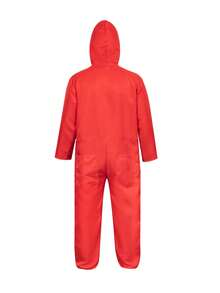 Halloween Papierhaus roter Kapuzenanzug, Erwachsenen Rollenspiel Clown Kostüm, Karnevals-Festival Outfit für Männer und Frauen - Rot - Übersicht 2