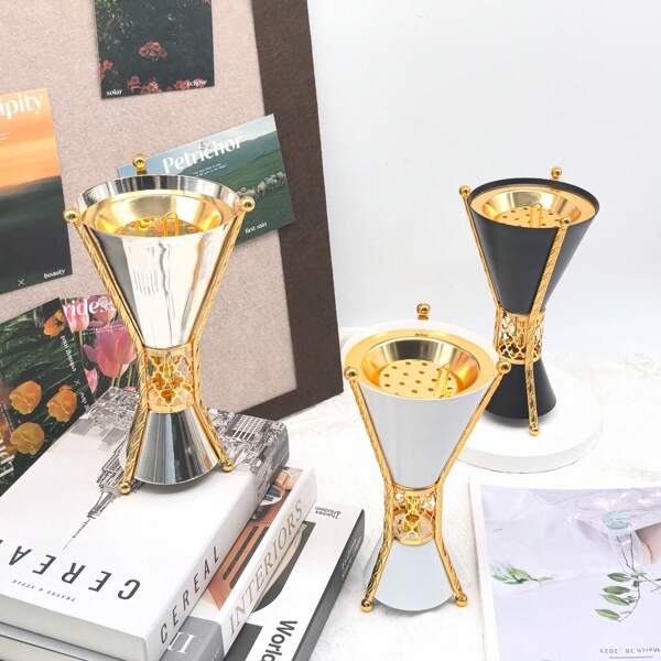 WINON 1pc Iron Made Dual-Tone Sculpture Oil Burner Incense Holder, 2024 New Model - MABKHARA Gifts Birthday Graduation