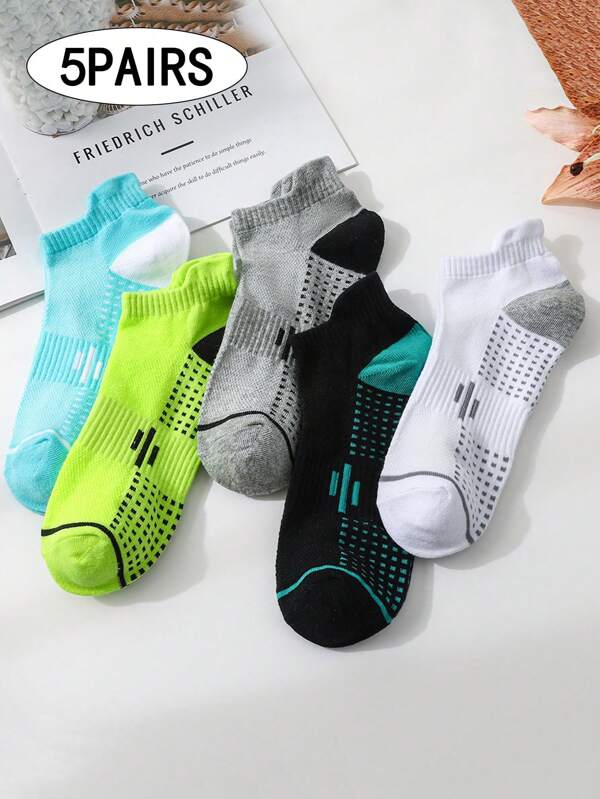 5 Pairs Autumn Fashion Ankle Socks, Unisex Athletic Socks, Outdoor Running Sweat-Absorbent Breathable Mesh Boat Socks