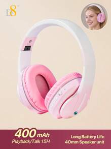 D8 Headphones Over Ear,15H Playtime And 6 EQ Music Modes With Microphone,HiFi Stereo Foldable Lightweight Wireless Headset,3.5MM/Micro SD/TF, Deep Bass For Home Office Cellph One PC Etc.
