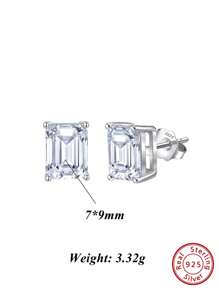 1 Paar luxuriöse 925er Sterlingsilber Ohrstecker mit funkelndem quadratisch geschliffenen Zirkonia, eleganter Schmuck für Frauen, ideal für besondere Anlässe, Geburtstage, Jahrestage und romantische Geschenke, perfekt, um jedem Outfit eine Note von Raffinesse zu verleihen, gefertigt mit zeitloser Schönheit und Haltbarkeit, ein vielseitiges Accessoire, das sowohl zu lässigen als auch formellen Looks passt, ein atemberaubendes Geschenk für sie, das jede Feier und jeden Moment noch unvergesslicher macht.