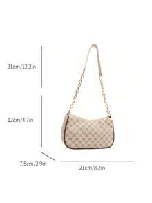 2024 Spring/Summer New Minimalist Versatile PU Armpit Bag, Fashion Linked Chain Shoulder Bag With High-Quality Feel, Handheld Bag , Small Bags - White - View 4