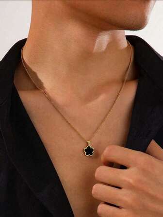 1 件时尚多色幸运草项链，花瓣项链，女朋友礼物，黑色、白色、绿色、粉色和红色配饰，男士配饰，节日礼物，父亲节礼物，母亲礼物，毕业礼物，配饰，办公室服装，时髦、朋克风格，休闲配饰，适合派对、庆典和婚礼