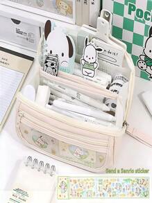 Sanrio 1pc [Authorized] Sanrio Pencil Case, Kuromi Series Large Capacity Stationery Bag, Men's And Women's Pencil Cases Come With Stickers, Perfect As A Back To School Gift,Pencil Pouch,School Bag