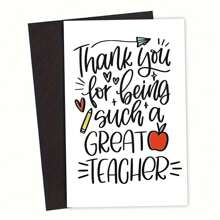 1PC Perfect Teacher Appreciation Card With Envelope, Cherished Thank You Gift For Men & Women, Unique 'Thank You For Being Such A Great Teacher ' Message