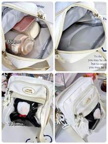 适合10厘米娃娃的小包可爱日式纯色斜挎包带透明口袋DIY迷你单肩包钱包和手提包动漫迷娃娃包女孩返校礼物 - 白色 - 查看 11
