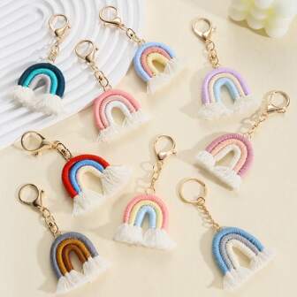 9件手工钩针彩虹钥匙扣套装