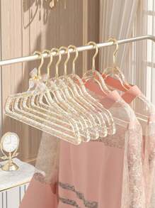 5pcs Transparent Acrylic Multi-Function Clothing Hangers, Home Use