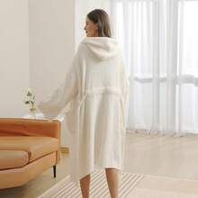 Bearberry Hooded Robe Cozy Leopard Robe Lightweight Soft Plush Bathrobe With Pockets For Women - Krim - View 2