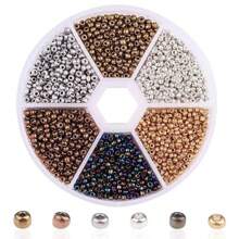 3900 piezas de cuentas de arroz de vidrio de 2mm - Kit de joyería DIY de 6 colores con caja de almacenamiento, materiales de cuentas artesanales para regalos de amistad y accesorios creativos