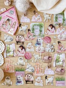 CANDY POETRY 1 Packung mit 40 Stück Haustier Paradies Aufkleber, kreative ästhetische Aufkleber, DIY Deko-Collage Bastelmaterial, Geschenke für Feiertage, personalisierte Scrapbooking-Schulmaterialien, Schulbedarf, Rückkehr zur Schule