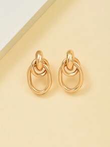1 Paar modische goldfarbene Metall Multi-Turn Knotendesign Ohrstecker für Frauen, Doppel-Creolen-Ohrstecker, auffallende hängende Ohrringe, einzigartige Ohrringe.