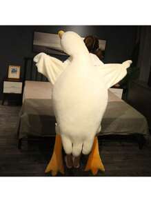 Creative Big White Goose Plush Toy Throw Pillow Cute Lying Posture Goose Waist Office Nap Pillow Valentine's Day Gift Home Decoration Plush Doll Children Comfort Dolls For Boyfriend And Girlfriend New Year Holiday Gift Can Clamp Legs Sleeping Long Throw Pillow