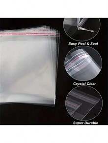 100 个各种尺寸透明 OPP 自粘塑料袋，适用于珠宝、烘焙、钥匙扣、装饰品、卡片、派对礼品、储物袋、包装