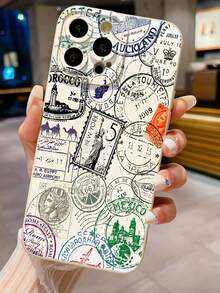 1pc Statue Of Liberty Stamp Design Shockproof Phone Case Compatible With Apple, /Compatible With Galaxy, Compatible With Infinix, Compatible With Redmi, Compatible With OPPO, Compatible With VIVO, Compatible With Realme - Beige - View 2