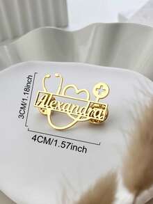 客製化醫療聽診器名牌，個性化不鏽鋼醫生護士領夾名牌胸針飾品配件，適合兒童 - 純色 - 查看 2