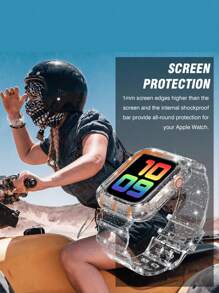 2 In 1 Glitter Bling Crystal Clear Band With Bumper Case Compatible With Apple Watch Band 38/40/41/42/44/45mm,Jelly Sports Protective Replacement Wristband Strap For Apple Watch Strap Compatible With IWatch 8/7/6/5/4/3/2/1/SE Women Man