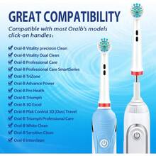 Replacement Toothbrush Heads Compatible With Electric Toothbrushes For Daily Oral Care Routine Featuring Soft  Bristles In Blue And White Colors For Effective Plaque Removalw10 - trắng - Xem 2
