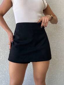 Women's Skirt Shorts (Velvet) - Black - View 1