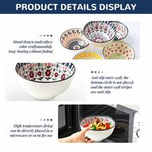 6-Piece Bohemian Ceramic Bowl Set With Gift Box - Soup, Dessert & Ice Cream Bowls For Kitchen & Dining | Colorful Handcrafted Small Dishes For Snacks - 彩色 - 查看 6