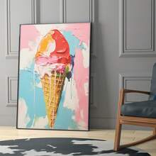 1 Pc Canvas Painting,Ice - Cream, Waffle Cone, Painting, Colors, Canvas ,Wood Framed Painting (1) Thickness 2.5 Cm/ 1 Inch-Home Decoration For All Occasions,Ideal New Year, Valentine's Day,Thanksgiving,Easter,Christmas Gift,Room Decoration Aesthetic,Wall Decoration Art,Perfect Gift,Autumn And Winter Wall Decoration,Living Room Decoration, Bedroom Decoration, Kitchen Decoration, Entry Decoration, Bathroom Decoration, Direct Wall Painting, High Quality Wall Painting Poster,Modern Home Decoration Stretched And Framed Ready To Hang - Multicolor - View 4