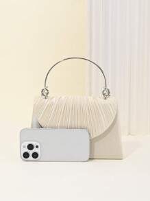 Sac du soir plissé élégant, sac de dîner de couleur unie texturé, pochette parfaite pour fête, mariage et cadeaux de banquet pour fiançailles, enterrement de vie de jeune fille, mariage