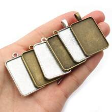 5 Stücke 23x33mm Cabochon Rechteck Anhänger Blanko Basiseinfassung Schale Einzel-/Doppelseite DIY Schmuckzubehör