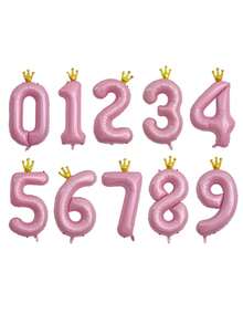 40 英寸巨型粉色皇冠铝箔数字气球（0-9）- 女婴 1 岁生日装饰、照片背景道具、氦气派对用品