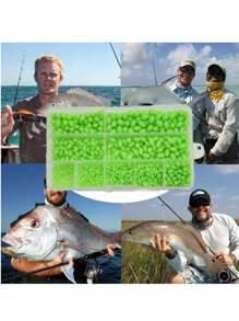 Juego de 400 perlas de cebo con luz fluorescente nocturna, con perlas anti colisión y perlas protectoras, adecuadas para equipo y aparejos de pesca