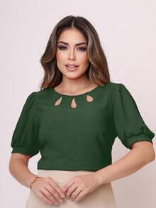 blusa feminina manga curta tecido duna