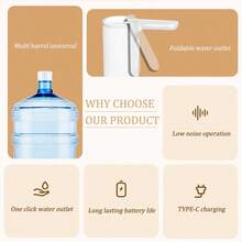 مضخة ماء كهربائية قابلة للطي، قابلة للشحن عبر USB، موزع ماء آلي قابل للطي، مضخة مياه زجاجية قابلة للطي ، تعبئة المياه المنزلية آليًا، مضخة مياه كهربائية محمولة متعددة الاستخدامات - طريقة استخراج المياه المريحة والنظيفة، موزع مياه محمول متعدد الوظائف قابل للشحن عبر USB - مضخة كهربائية آلية، مناسبة للاستخدام المنزلي والمكتبي والخارجي - طريقة استخراج المياه المريحة والنظيفة