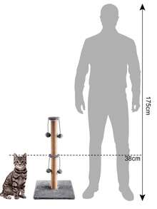Cat Scratching Post Foldable Bottom Tall Cat Claw Scratcher  Natural Sisal Scratch Pole And Soft Carpet Covered Heavy Base Modern Stable Design - Gray 74cm 4Ball - View 6