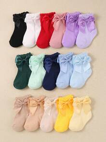 20 /12Pairs Baby Girl Socks - Girls' Socks With Bowknot Lace Decor - Skin-Friendly Soft Comfortable Princess Socks - Perfect For Daily Wear/Festival Gifts/Travel