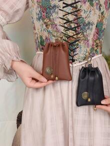 1pc Medieval Viking Style Hanging Belt Coin Purse Retro Waist Bag For Daily Use, Festival Outfit Halloween - A - View 4