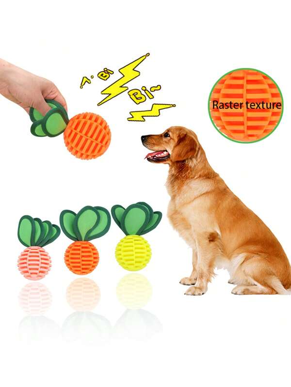 1PC TPU Carrot Dog Chew Toys With Waffle Texture & Squeaker Inside - Dental Chewing Teething Toys For Puppies, Boredom & Anxiety Relief