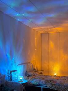 1 包 C 型圆形夜灯水晶台灯，带旋转水波纹效果的创意床头灯，带 16 种颜色和遥控功能的火焰氛围灯，卧室 RGB 遥控夜灯带旋转水纹设计，适用于儿童房、卧室、走廊，