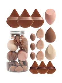 15pcs Makeup Sponge Set With Storage Container, Soft Beauty Sponge Applicable For Liquid Foundation, Fingertip & Powder Puff Dual-Use For Dry & Wet Powder Foundation ￼,Makeup,Cheap,Room Decor,Vanity,Travel,Bedroom,Makeup Accessories,Puff,Makeup Blender,Powder Puff,Makeup Sponge